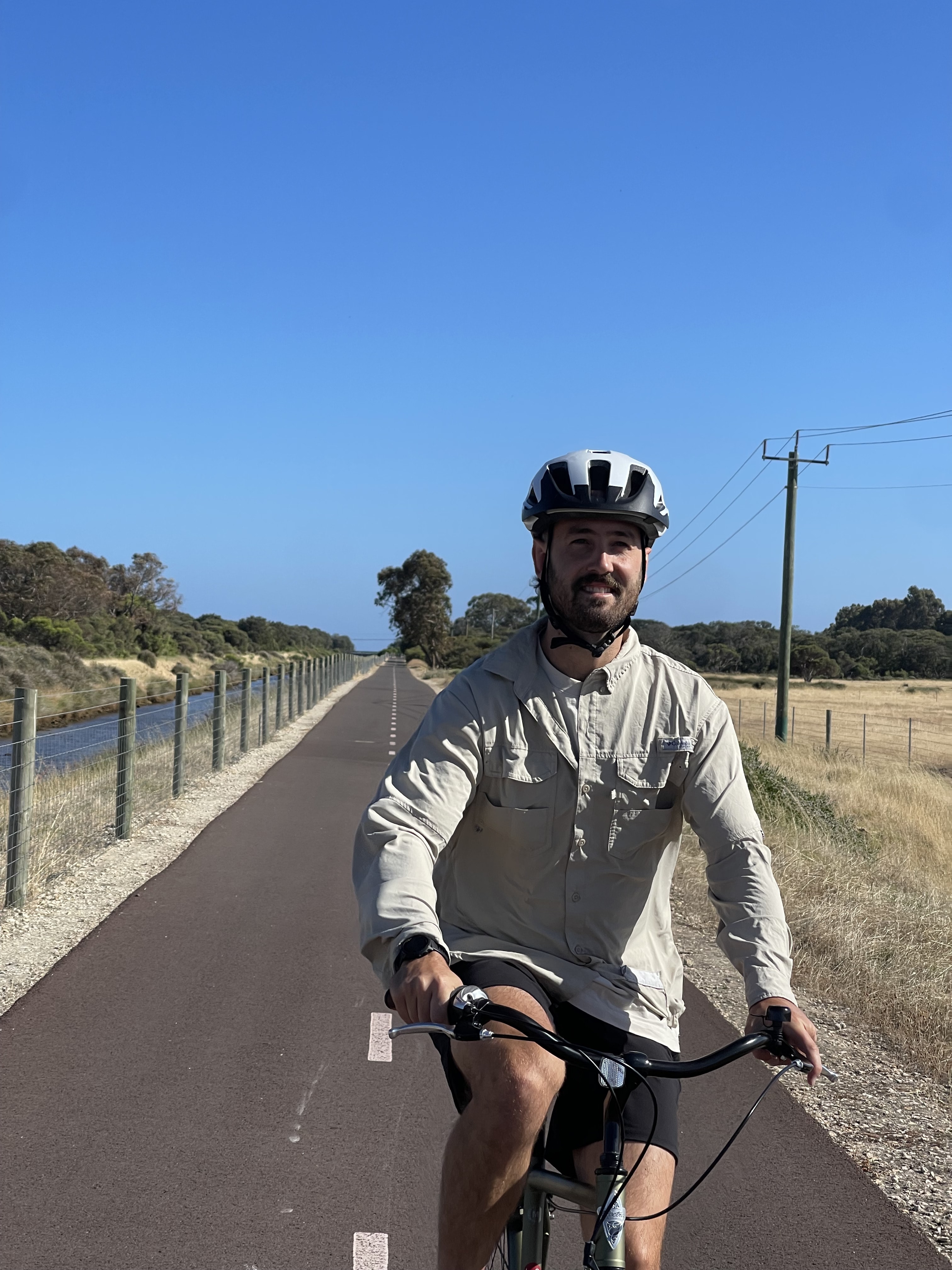 Cycle path near Vasse river and drain on the Busselton Bike Loop
